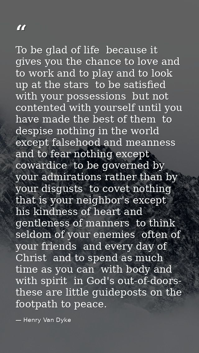 To be glad of life  because it gives you the chance to love and to work and to play and to look up at the stars  to be s — Henry Van Dyke