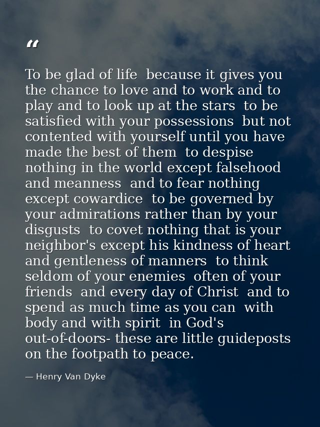 To be glad of life  because it gives you the chance to love and to work and to play and to look up at the stars  to be s — Henry Van Dyke