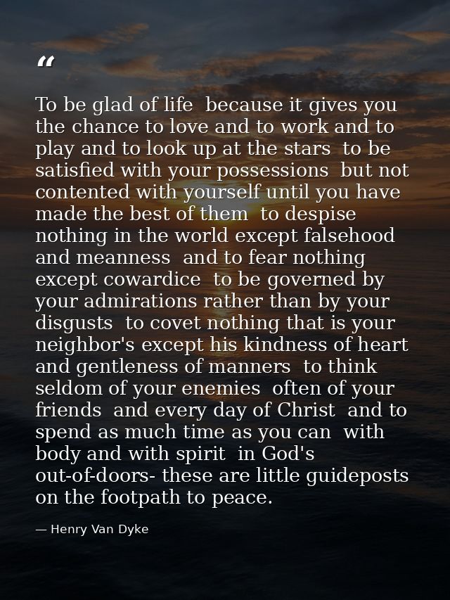 To be glad of life  because it gives you the chance to love and to work and to play and to look up at the stars  to be s — Henry Van Dyke