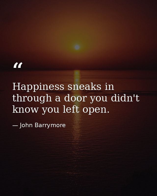 Happiness sneaks in through a door you didn't know you left open. — John Barrymore