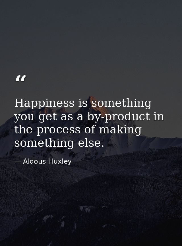 Happiness is something you get as a by-product in the process of making something else. — Aldous Huxley