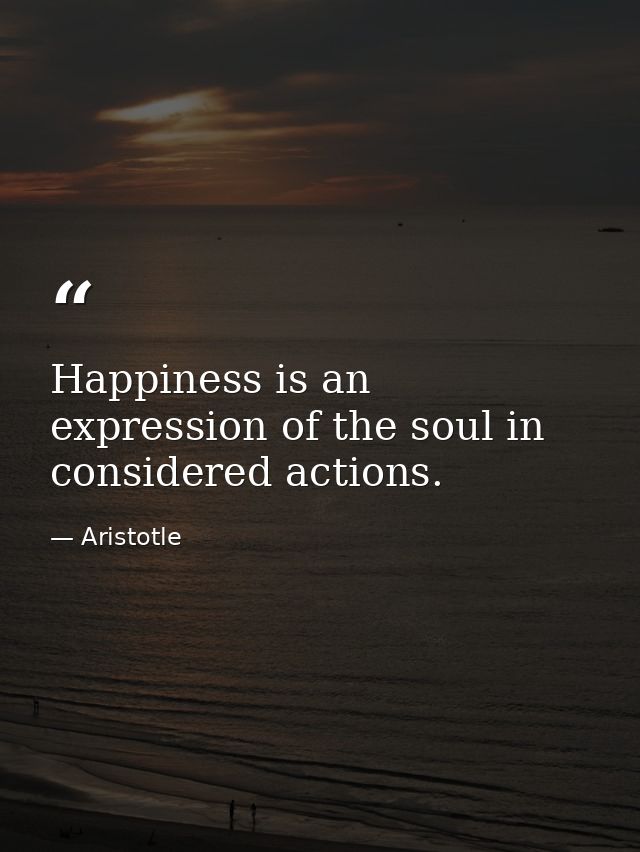 Happiness is an expression of the soul in considered actions. — Aristotle