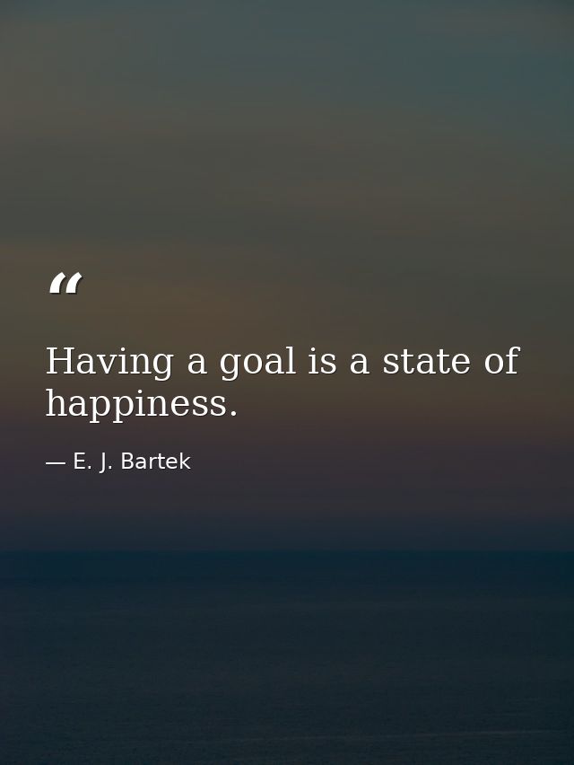 Having a goal is a state of happiness. — E. J. Bartek