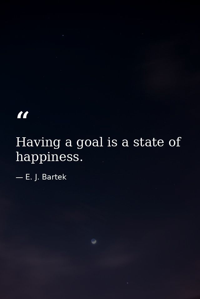 Having a goal is a state of happiness. — E. J. Bartek