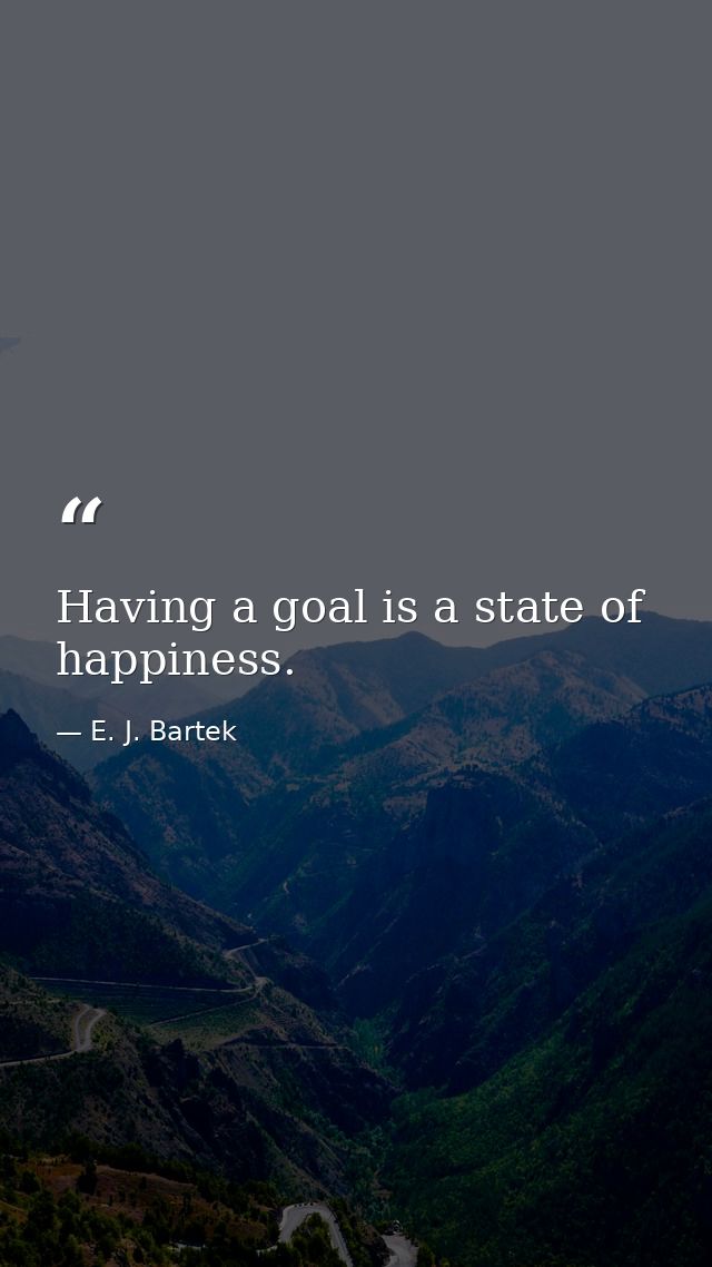 Having a goal is a state of happiness. — E. J. Bartek