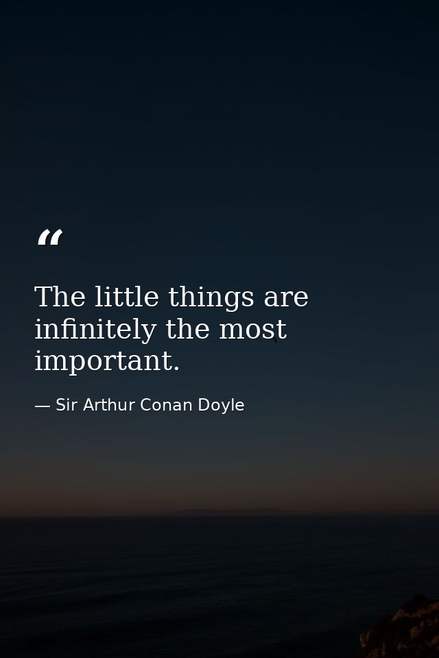 The little things are infinitely the most important. — Sir Arthur Conan Doyle