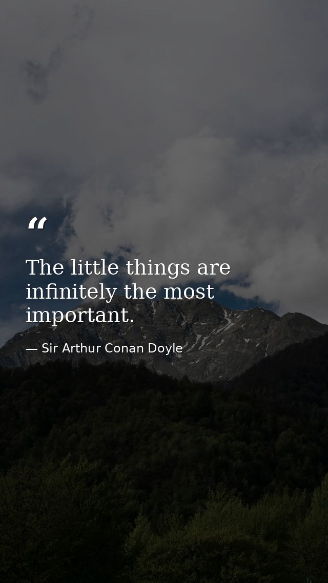 The little things are infinitely the most important. — Sir Arthur Conan Doyle