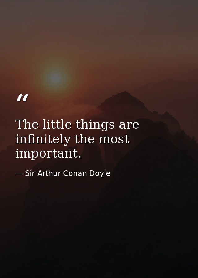 The little things are infinitely the most important. — Sir Arthur Conan Doyle