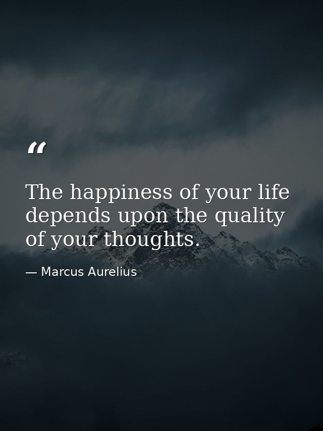 The happiness of your life depends upon the quality of your thoughts. — Marcus Aurelius