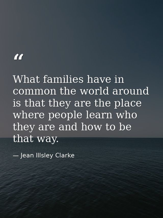 What families have in common the world around is that they are the place where people learn who they are and how to be t — Jean Illsley Clarke