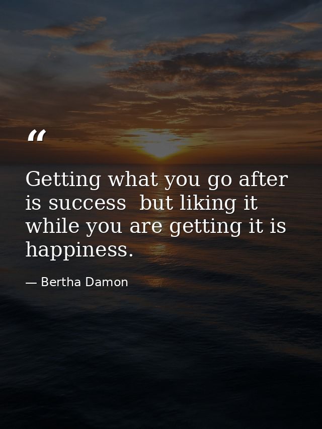 Getting what you go after is success  but liking it while you are getting it is happiness. — Bertha Damon