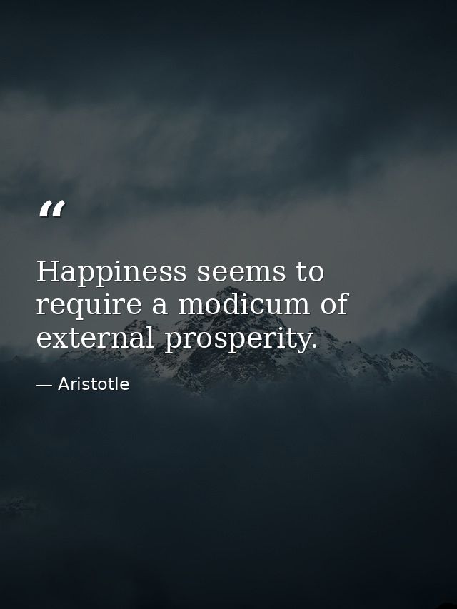 Happiness seems to require a modicum of external prosperity. — Aristotle