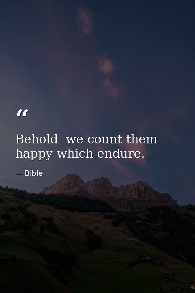 Behold  we count them happy which endure. — Bible