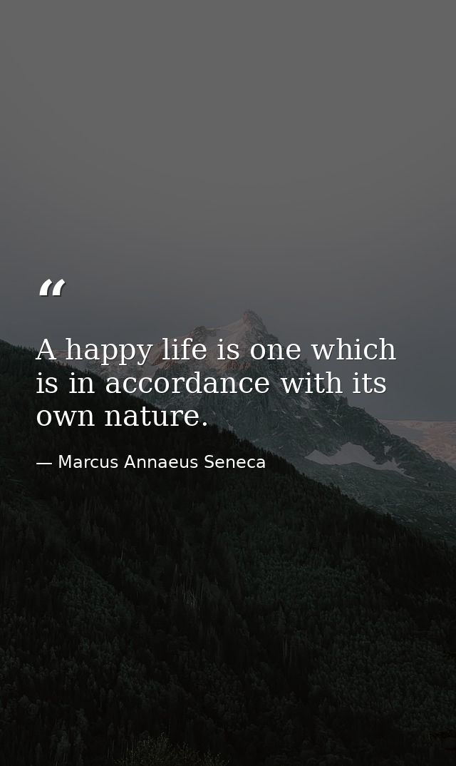 A happy life is one which is in accordance with its own nature. — Marcus Annaeus Seneca