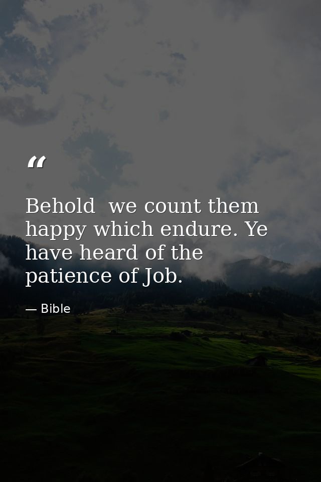 Behold  we count them happy which endure. Ye have heard of the patience of Job. — Bible