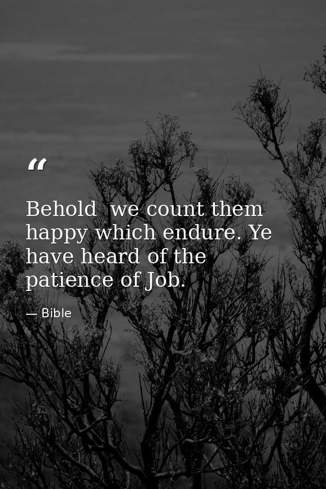 Behold  we count them happy which endure. Ye have heard of the patience of Job. — Bible