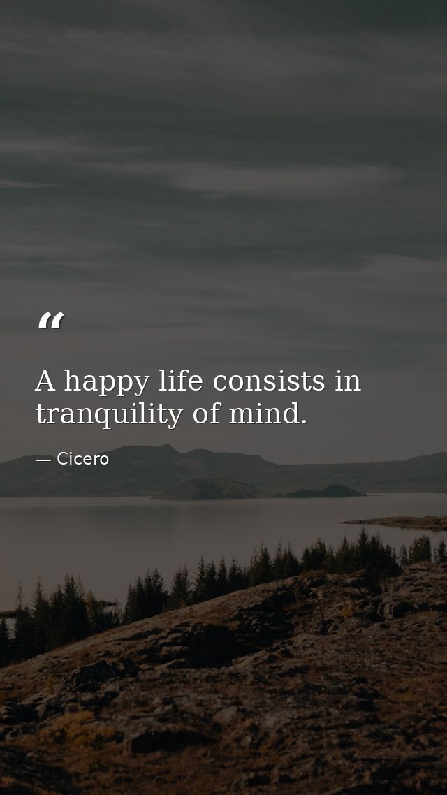 A happy life consists in tranquility of mind. — Cicero