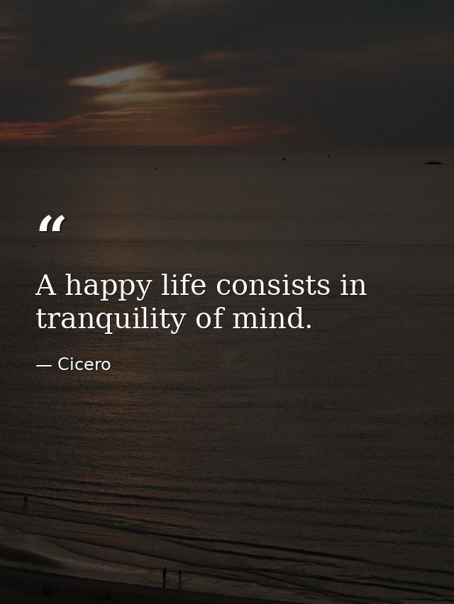 A happy life consists in tranquility of mind. — Cicero