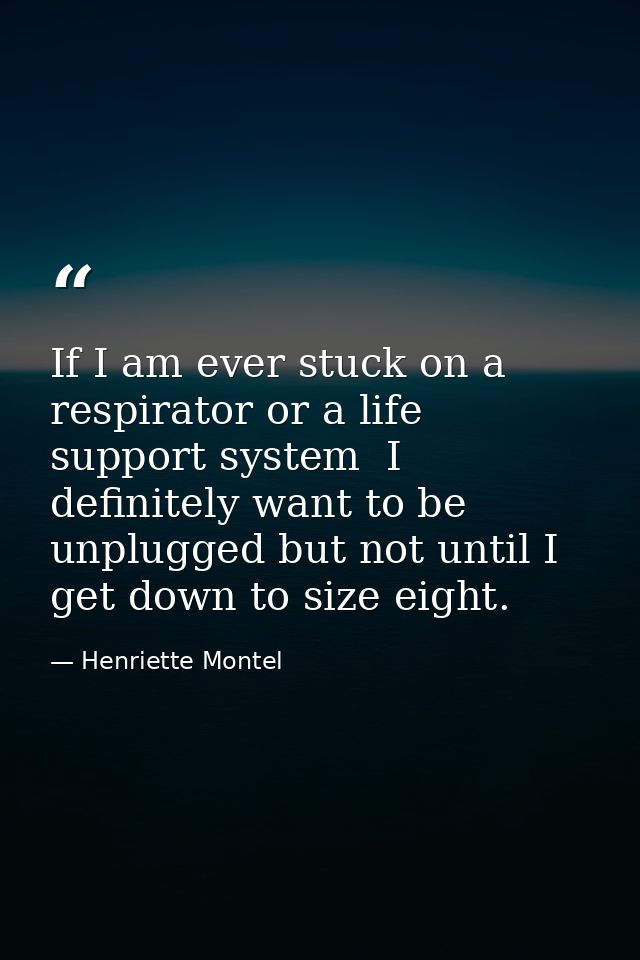 If I am ever stuck on a respirator or a life support system  I definitely want to be unplugged but not until I get down  — Henriette Montel