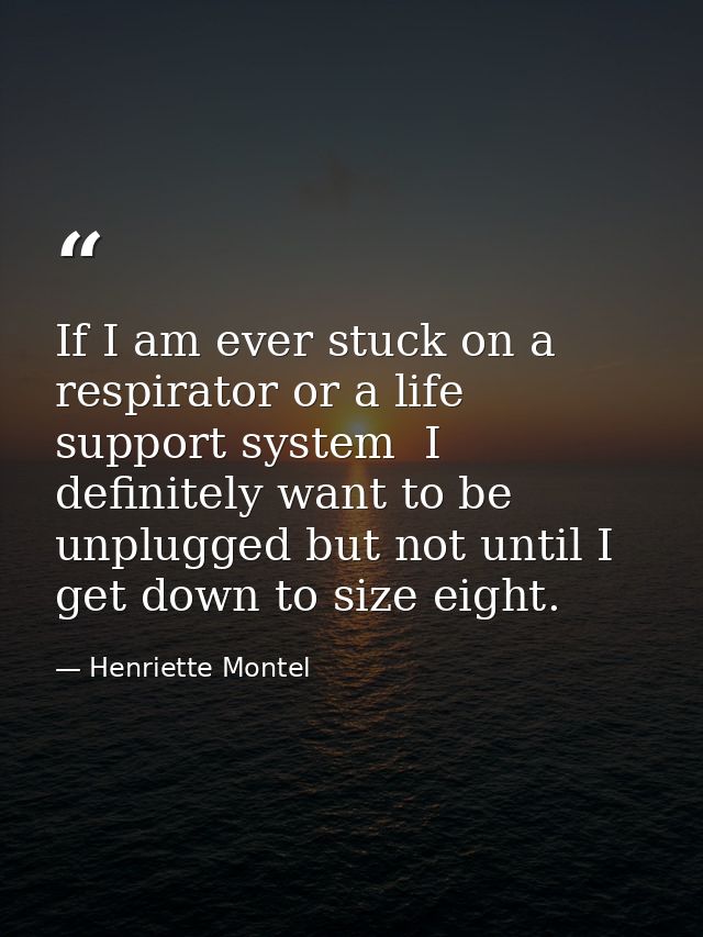 If I am ever stuck on a respirator or a life support system  I definitely want to be unplugged but not until I get down  — Henriette Montel