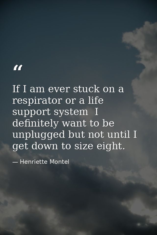 If I am ever stuck on a respirator or a life support system  I definitely want to be unplugged but not until I get down  — Henriette Montel