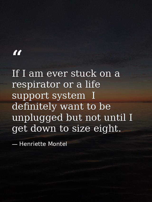 If I am ever stuck on a respirator or a life support system  I definitely want to be unplugged but not until I get down  — Henriette Montel