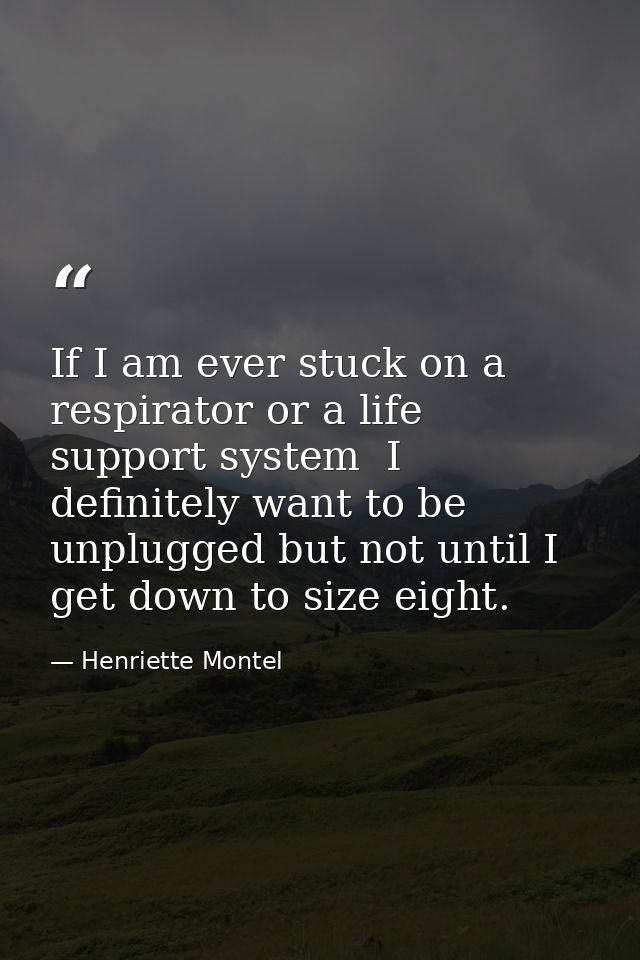 If I am ever stuck on a respirator or a life support system  I definitely want to be unplugged but not until I get down  — Henriette Montel