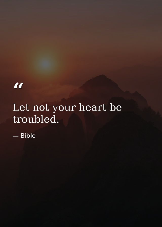 Let not your heart be troubled. — Bible