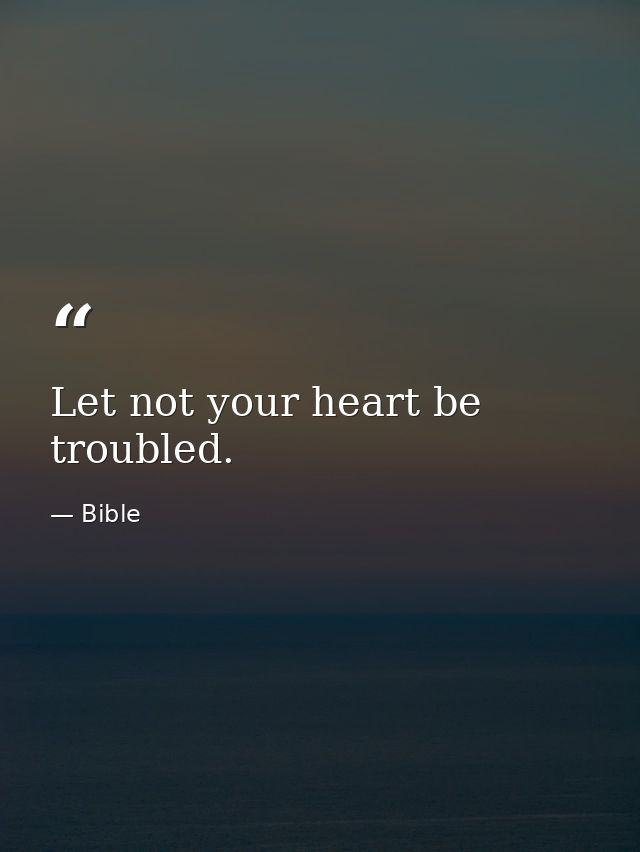 Let not your heart be troubled. — Bible