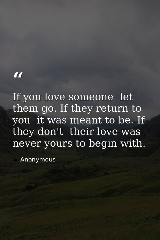 If you love someone  let them go. If they return to you  it was meant to be. If they don't  their love was never yours t — Anonymous