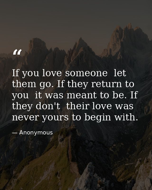 If you love someone  let them go. If they return to you  it was meant to be. If they don't  their love was never yours t — Anonymous