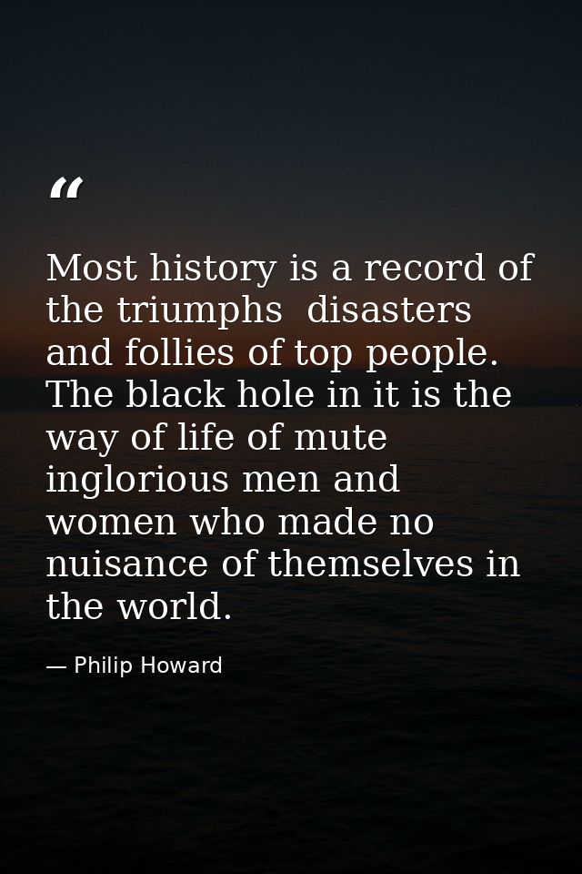 Most history is a record of the triumphs  disasters and follies of top people. The black hole in it is the way of life o — Philip Howard