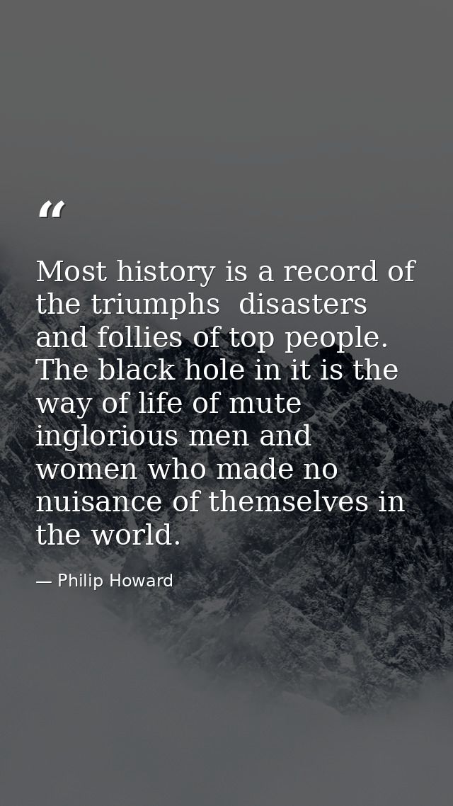 Most history is a record of the triumphs  disasters and follies of top people. The black hole in it is the way of life o — Philip Howard