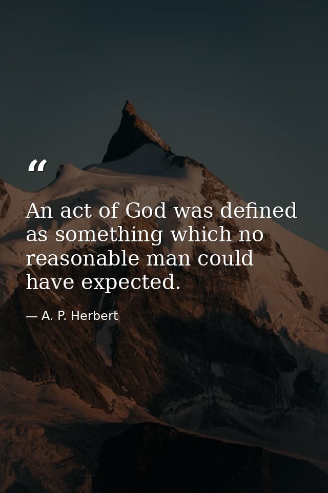 An act of God was defined as something which no reasonable man could have expected. — A. P. Herbert