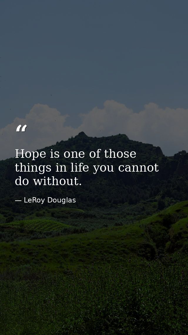 Hope is one of those things in life you cannot do without. — LeRoy Douglas
