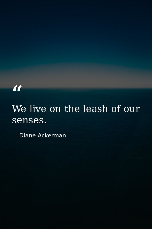 We live on the leash of our senses. — Diane Ackerman