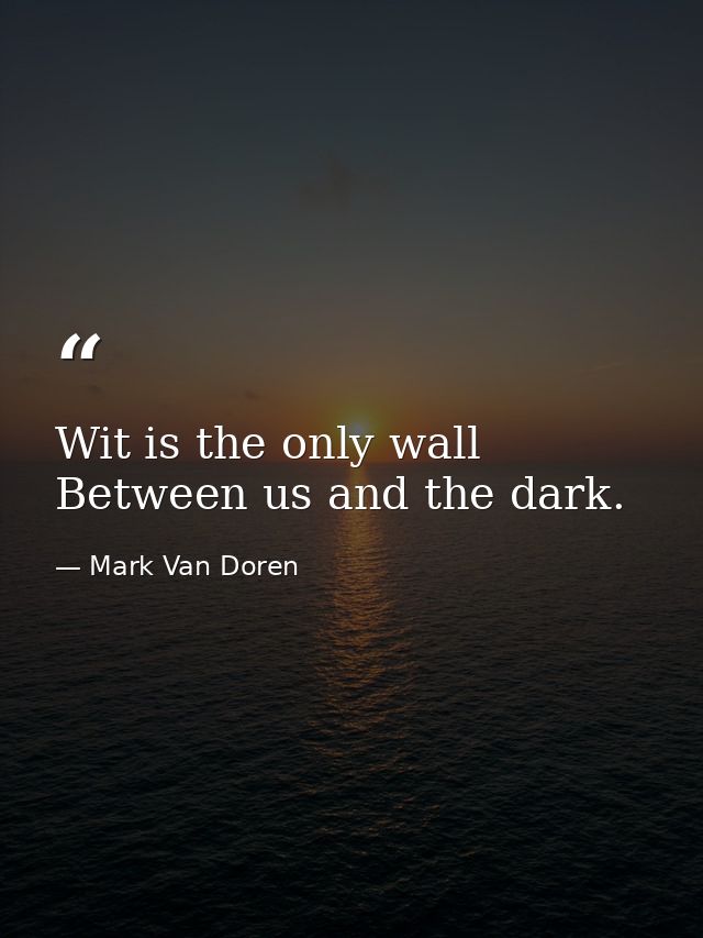 Wit is the only wall Between us and the dark. — Mark Van Doren