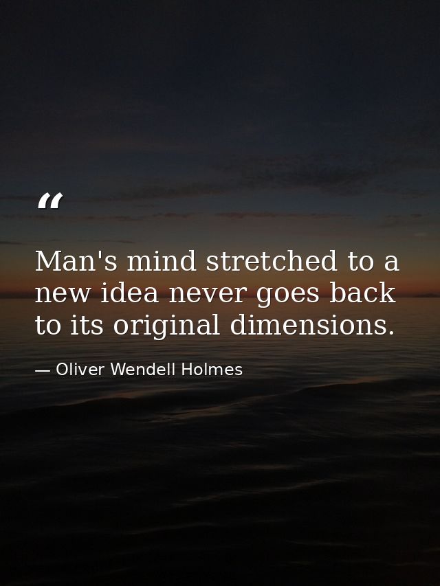 Man's mind stretched to a new idea never goes back to its original dimensions. — Oliver Wendell Holmes