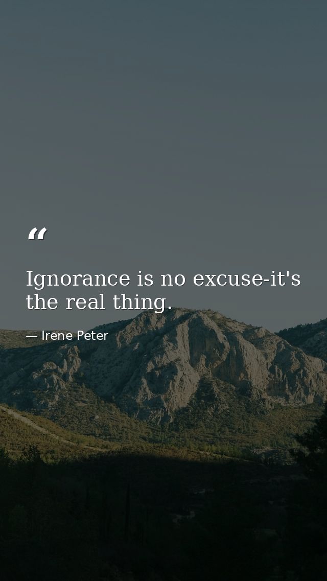 Ignorance is no excuse-it's the real thing. — Irene Peter