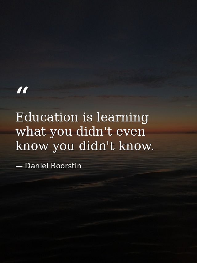 Education is learning what you didn't even know you didn't know. — Daniel Boorstin