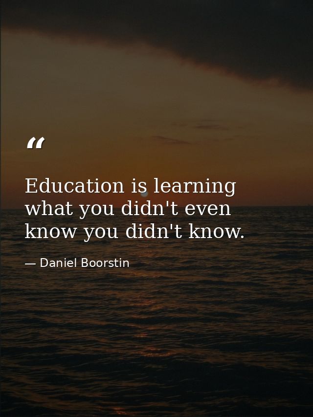 Education is learning what you didn't even know you didn't know. — Daniel Boorstin