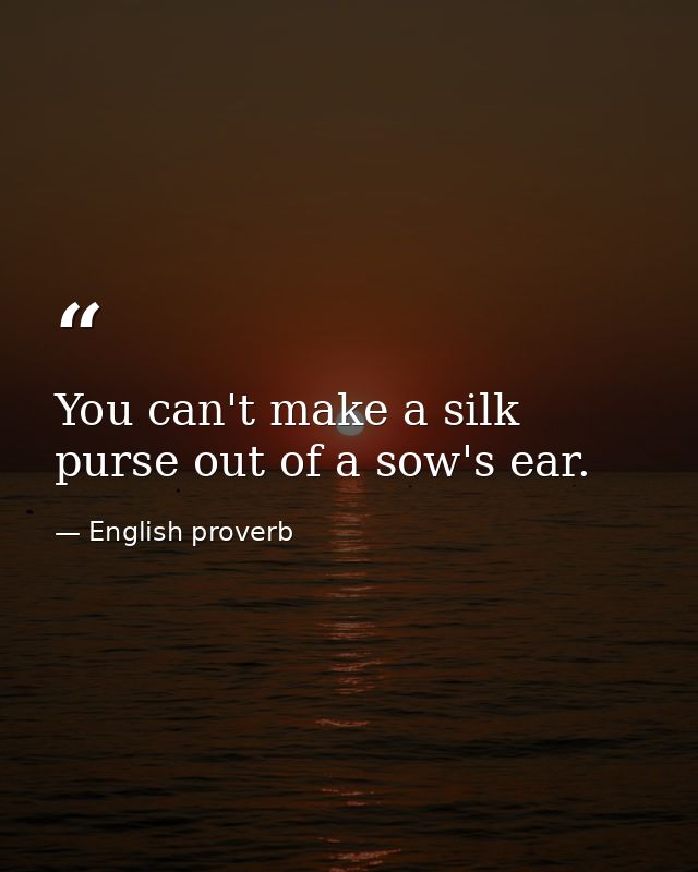 You can't make a silk purse out of a sow's ear. — English proverb