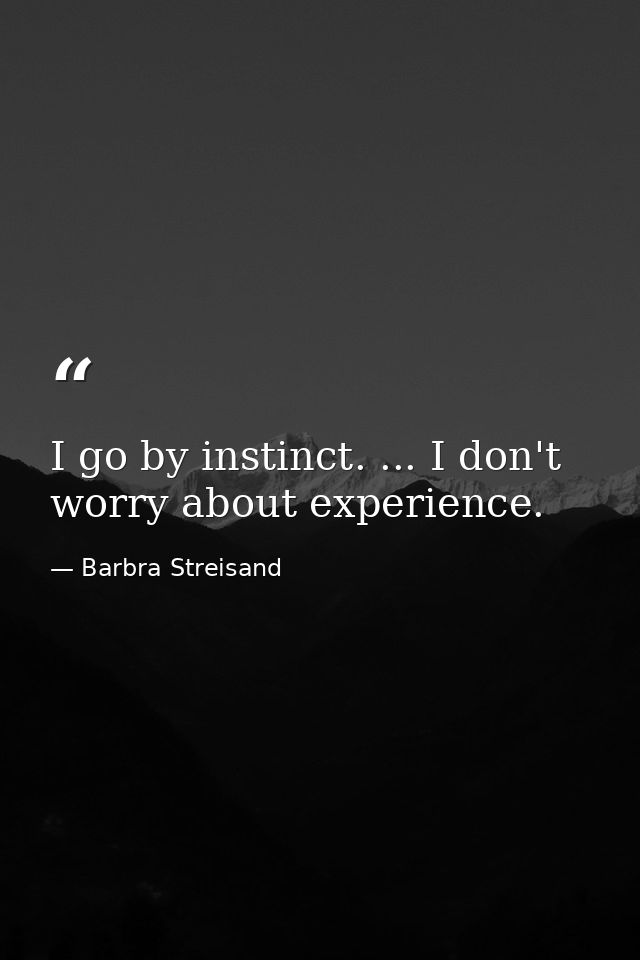 I go by instinct. ... I don't worry about experience. — Barbra Streisand
