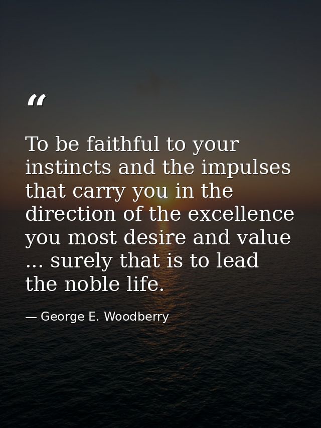 To be faithful to your instincts and the impulses that carry you in the direction of the excellence you most desire and  — George E. Woodberry