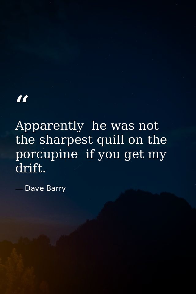 Apparently  he was not the sharpest quill on the porcupine  if you get my drift. — Dave Barry