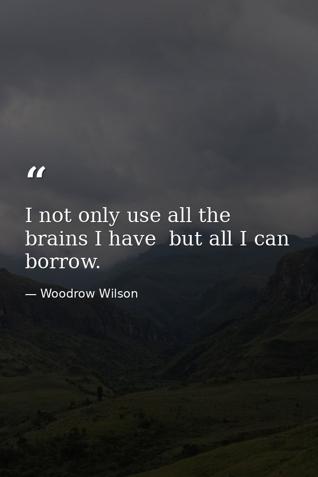 I not only use all the brains I have  but all I can borrow. — Woodrow Wilson