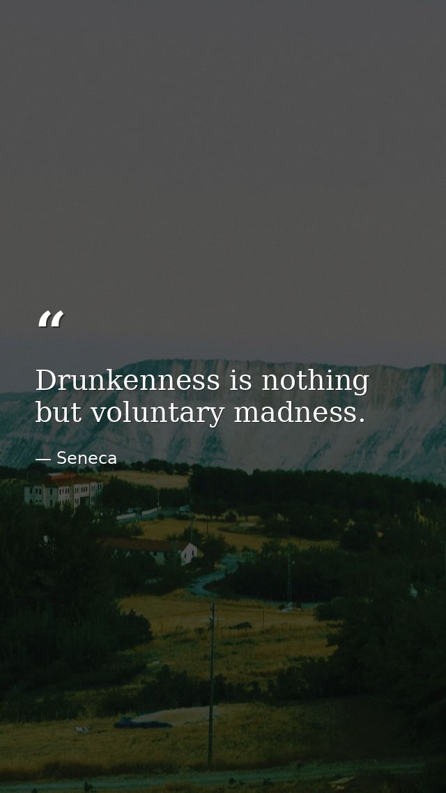 Drunkenness is nothing but voluntary madness. — Seneca