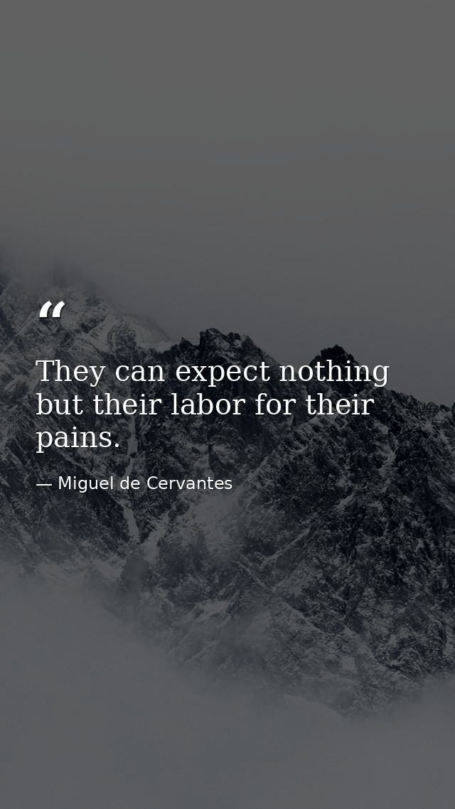 They can expect nothing but their labor for their pains. — Miguel de Cervantes