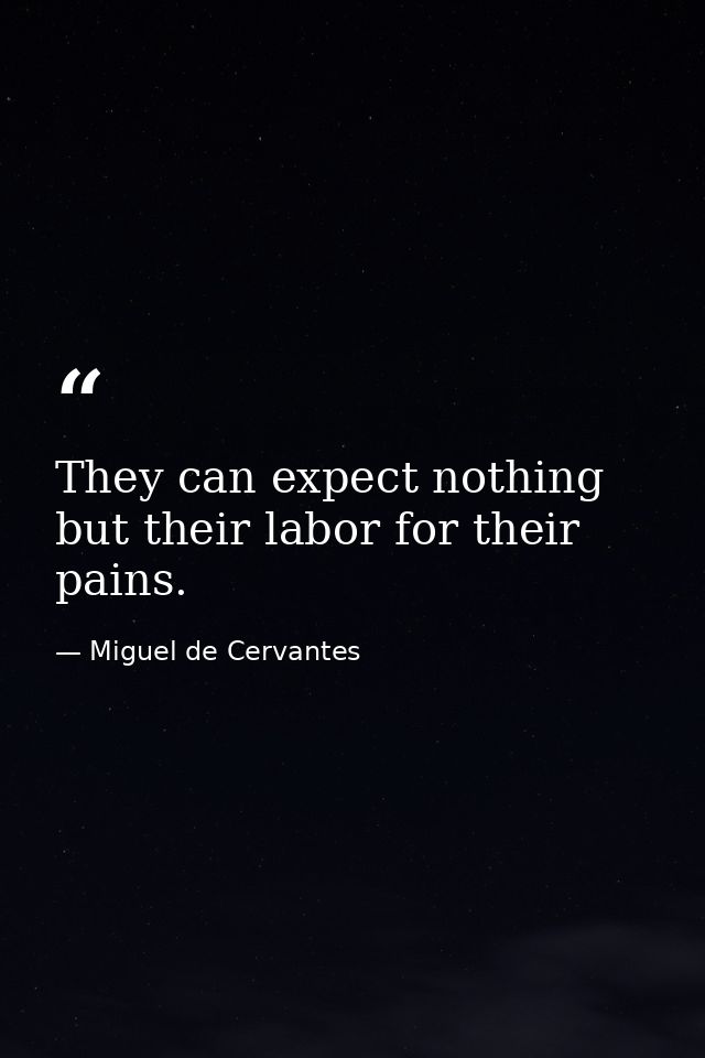 They can expect nothing but their labor for their pains. — Miguel de Cervantes