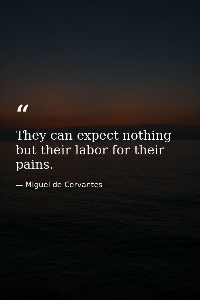They can expect nothing but their labor for their pains. — Miguel de Cervantes
